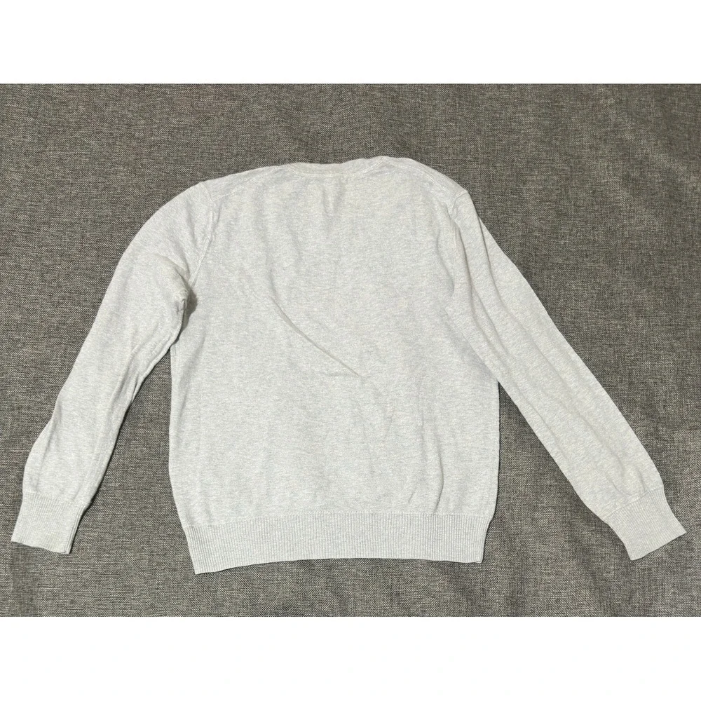 American Eagle Mens M V-Neck Sweater Gray Cotton Knit Pullover 3856